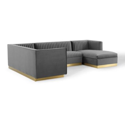 Velvet Symmetrical Sectional Sofa - Image 6
