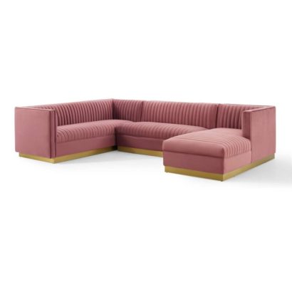 Velvet Symmetrical Sectional Sofa - Image 5