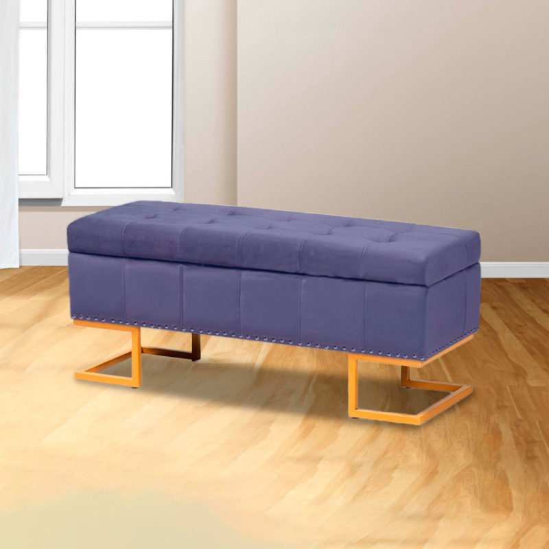 Ellry Luxe Fabric Storage Ottoman Bench