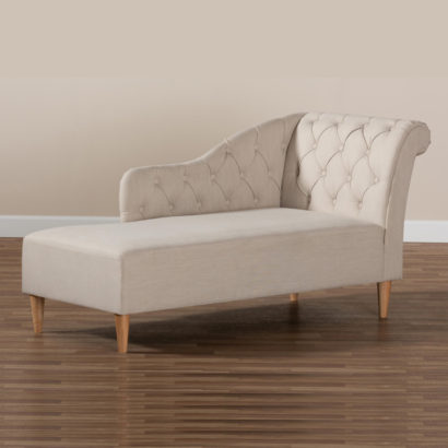 Modern Beige Upholstered Chaise Lounge
