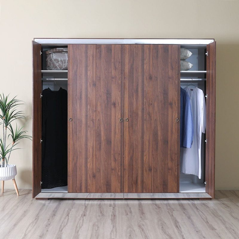 Ezekiel 6 Door Wardrobe - Walnut / Mirror - Image 5