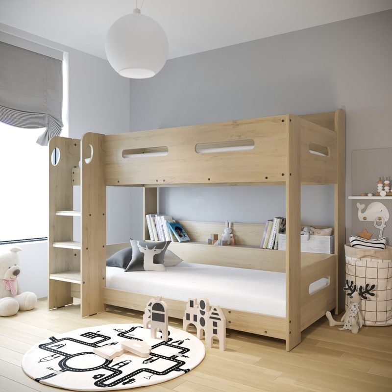 Sky White Bunk Bed with Shelves - Image 5