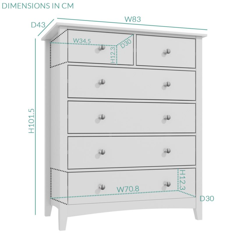 Finch 2+4 Chest of Drawers in Light Grey - Image 5