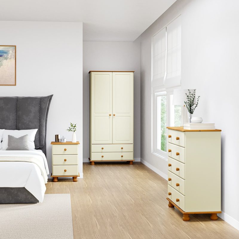 Tall 6 Drawer Chest in Cream and Pine - Image 2