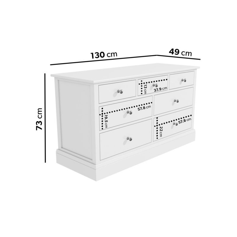 White Wide Chest of 7 Drawer's - Image 3