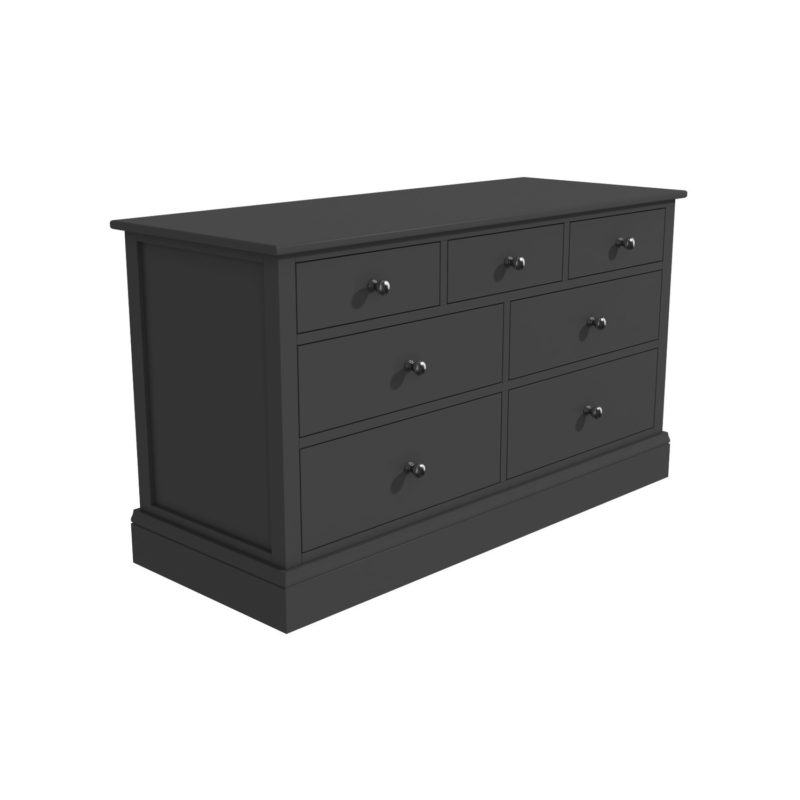 Grey MDF Wood Wide Chest of 7 Drawer's - Image 3