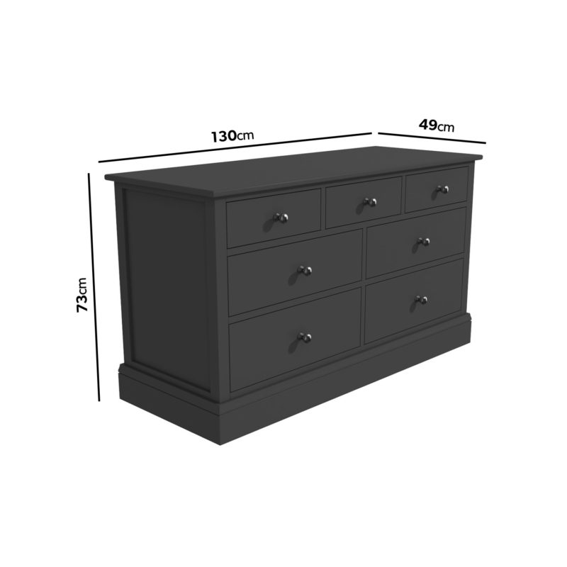 Grey MDF Wood Wide Chest of 7 Drawer's - Image 4