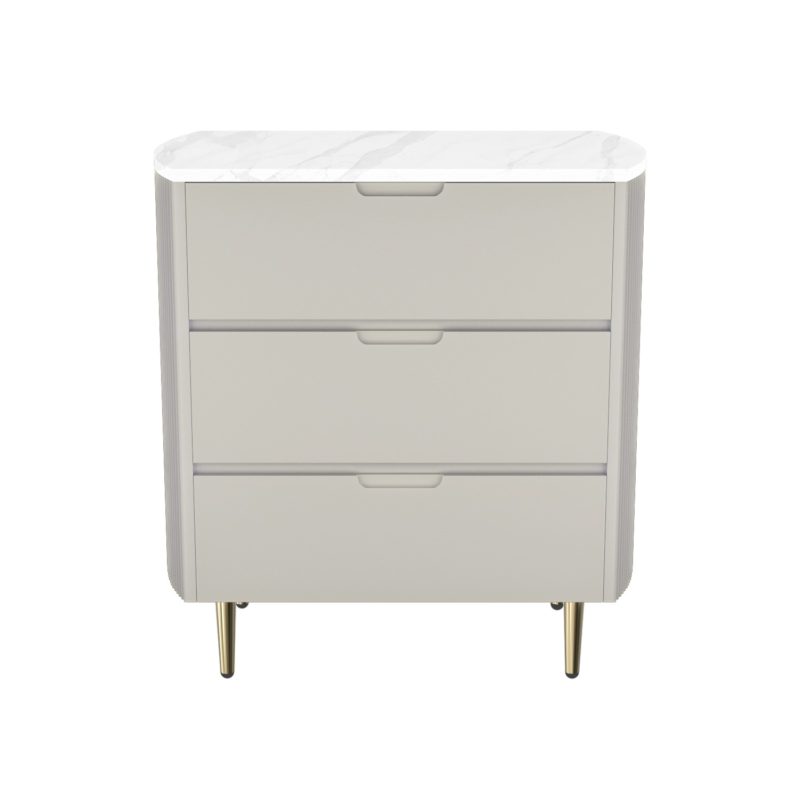 Taupe Wide Marble Chest of 3 Drawers - Image 3