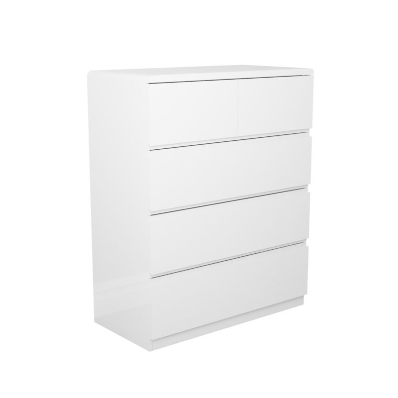 White Gloss Narrow Chest of 5 Drawer's - Image 3