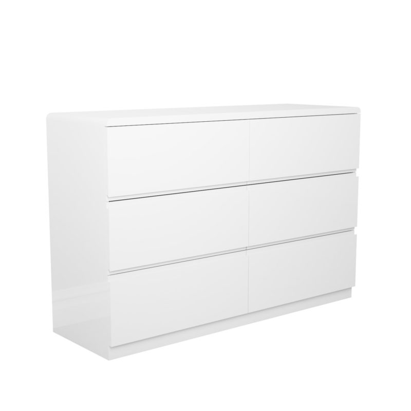 White Gloss Wide Chest of 6 Drawer's - Image 3