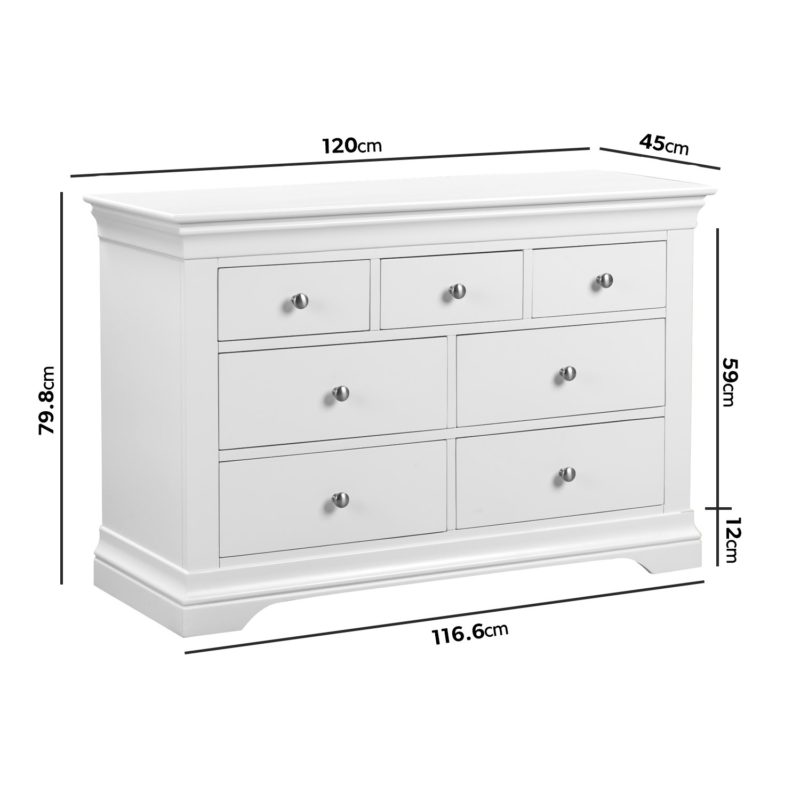 White French Wide Chest of 7 Drawer's - Image 3