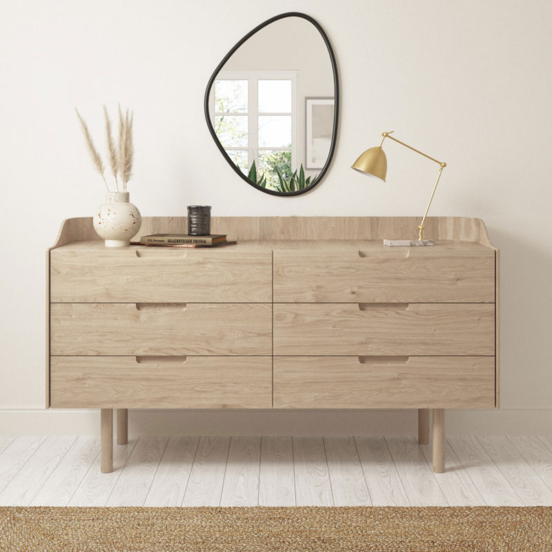 Modern Wide Chest of 6 Drawers