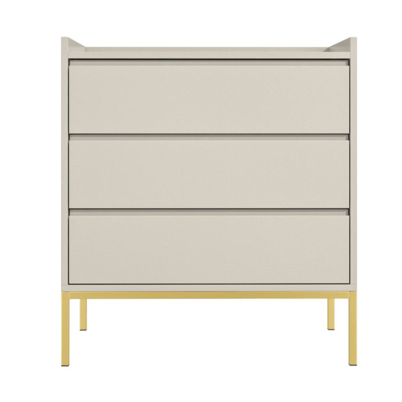 Modern Beige Chest of 3 Drawers with Gold Legs - Image 6