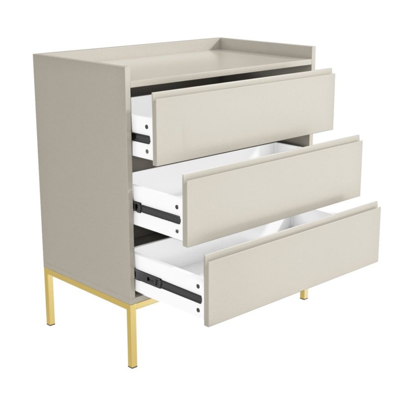 Modern Beige Chest of 3 Drawers with Gold Legs - Image 5