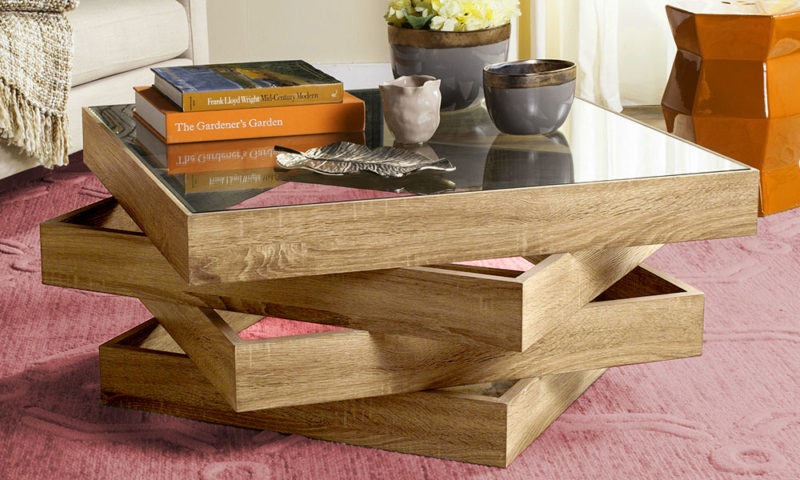 Geometric Wood Coffee Table - Image 2