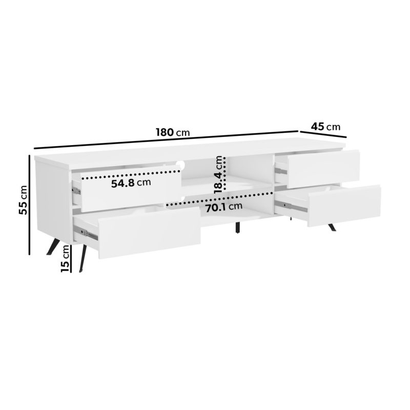 Large White Gloss TV Unit with Storage - Image 3