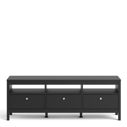 Madrid Black 3 Drawer TV Unit - Image 3