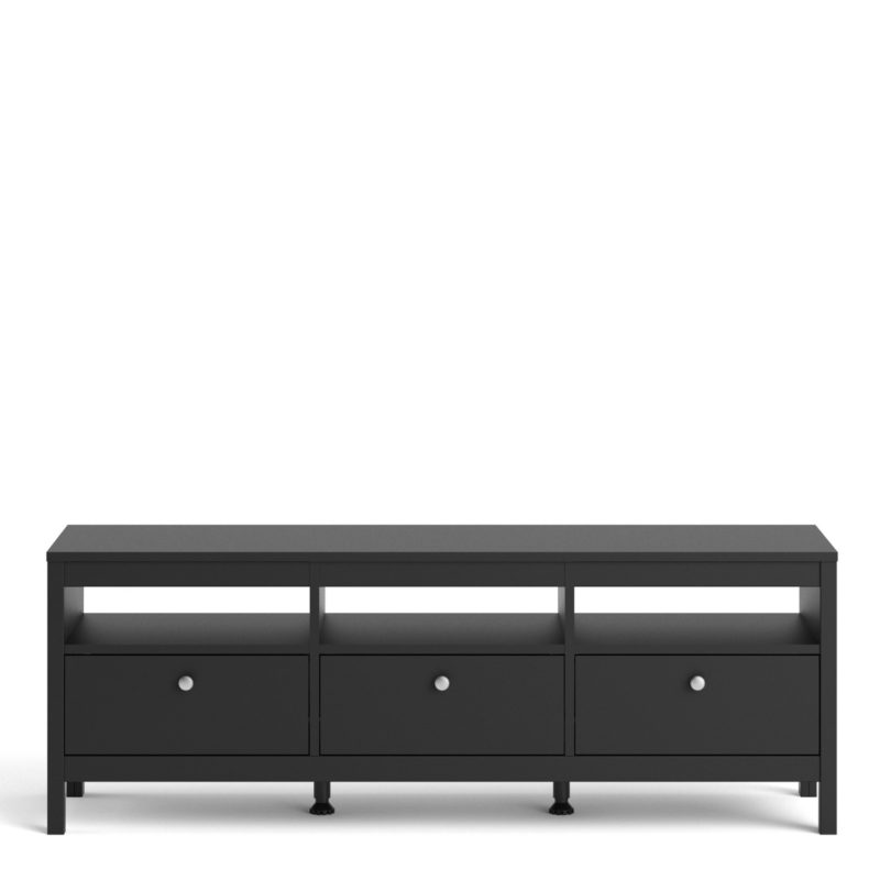 Madrid Black 3 Drawer TV Unit - Image 3