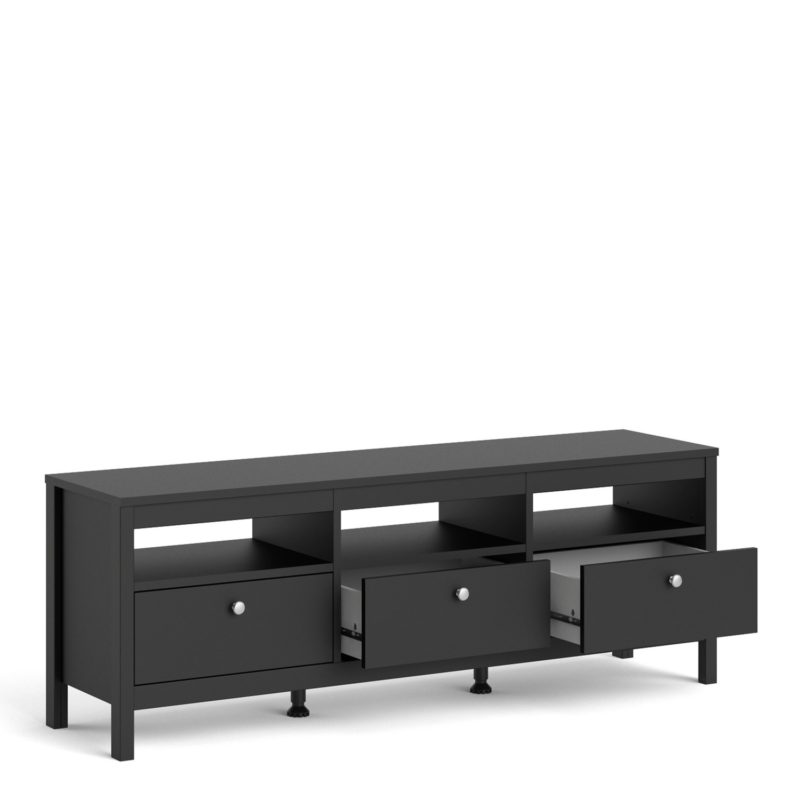 Madrid Black 3 Drawer TV Unit - Image 4