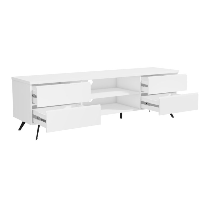 Large White Gloss TV Unit with Storage - Image 5