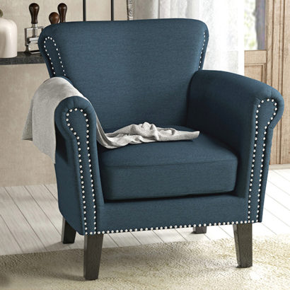 Brice Vintage Studded Fabric Armchair - Image 4