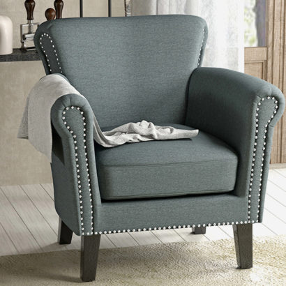 Brice Vintage Studded Fabric Armchair - Image 3