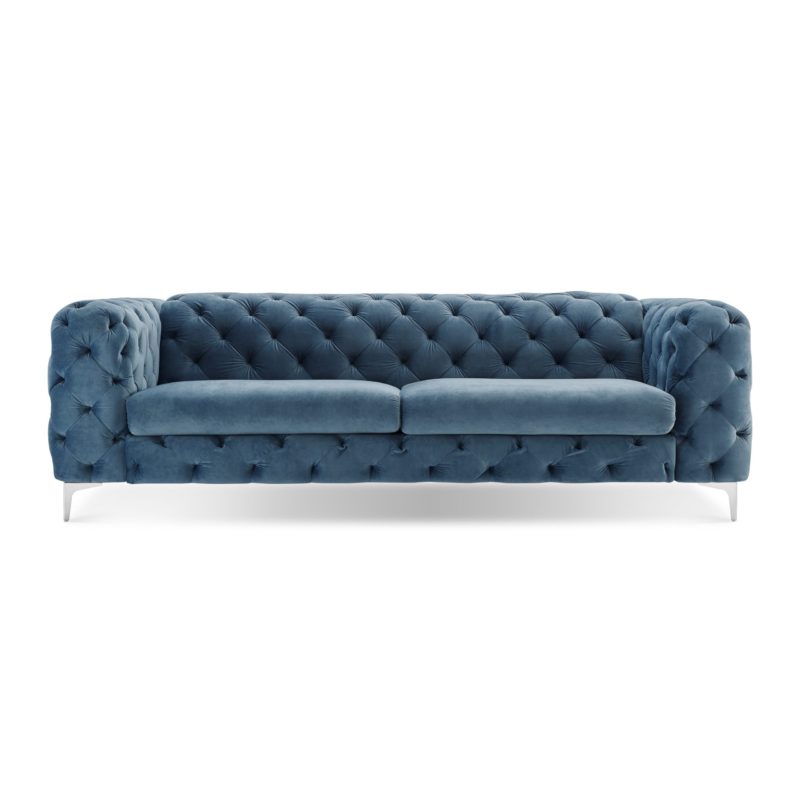 Diamond Velvet Chesterfield Rolled Arm Sofa - Image 2