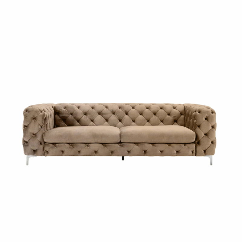 Diamond Velvet Chesterfield Rolled Arm Sofa - Image 8