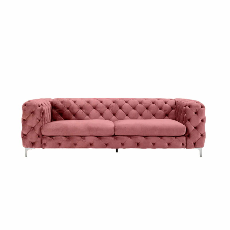 Diamond Velvet Chesterfield Rolled Arm Sofa - Image 9