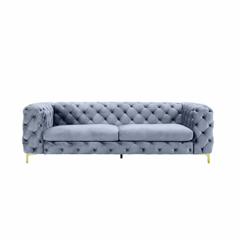 Diamond Velvet Chesterfield Rolled Arm Sofa - Image 7