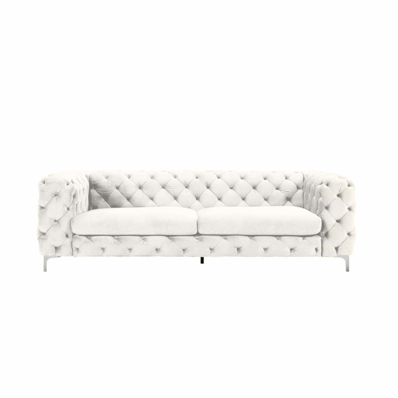 Diamond Velvet Chesterfield Rolled Arm Sofa - Image 6