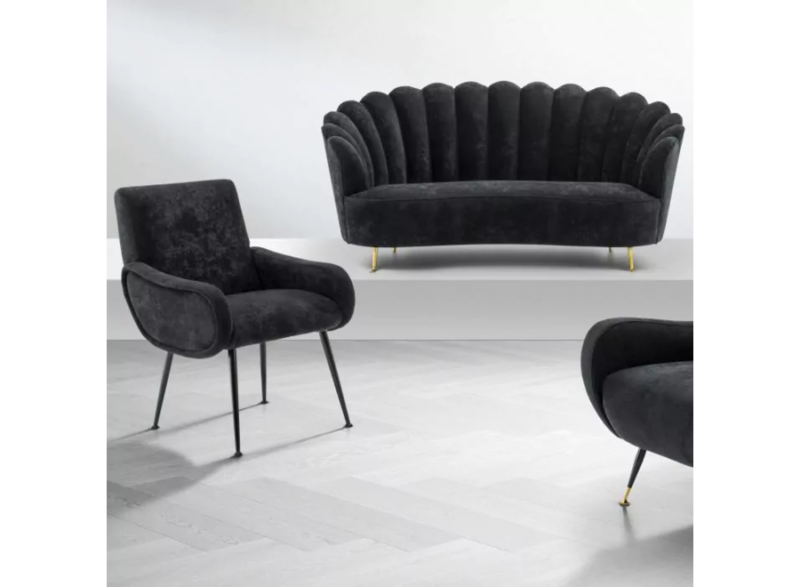 Messina Sofa - Black Velvet - Image 2