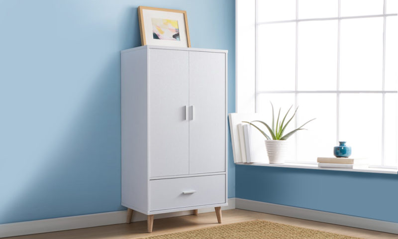 Elegant White Wood 2 Door Armoire - Image 4