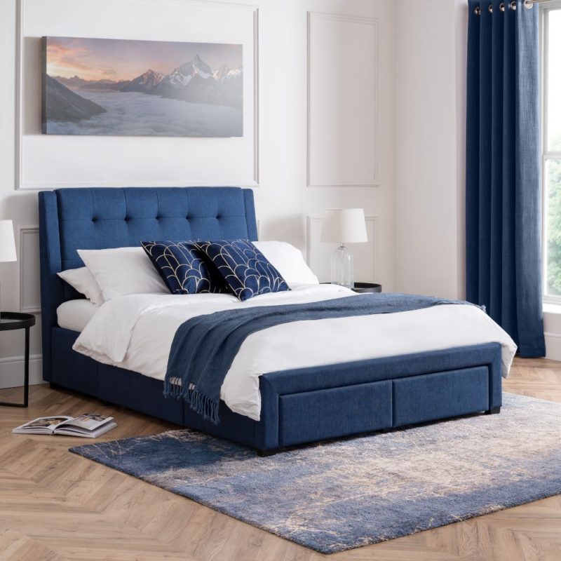 Fullerton Blue Fabric 4 Drawer Storage Bed - Image 2