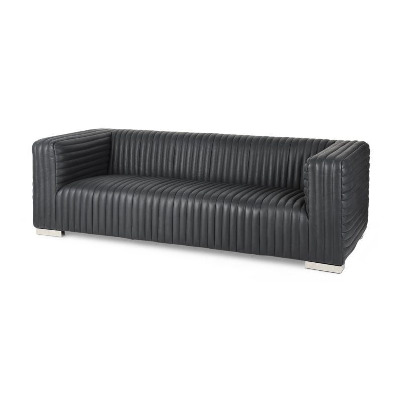 Hardee Faux Leather Tuxedo Arm Sofa - Image 7