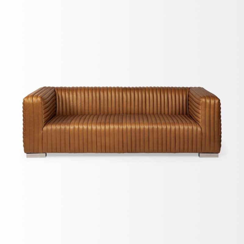 Hardee Faux Leather Tuxedo Arm Sofa - Image 3