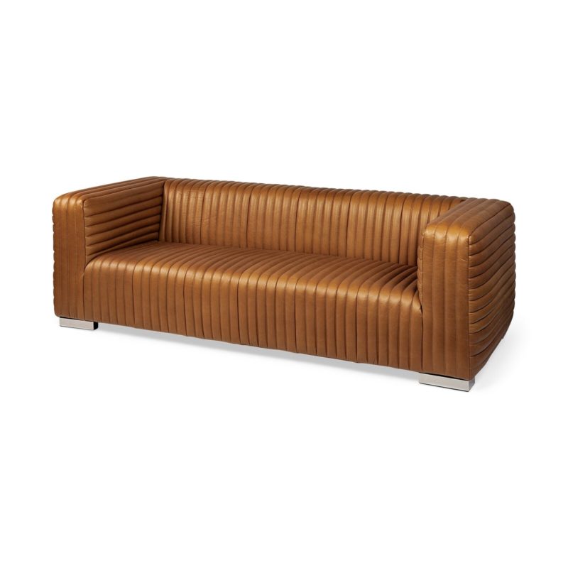 Hardee Faux Leather Tuxedo Arm Sofa - Image 10