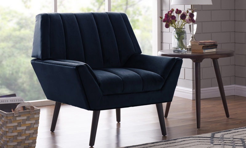 Houston Navy Blue Modern Arm Chair - Image 3