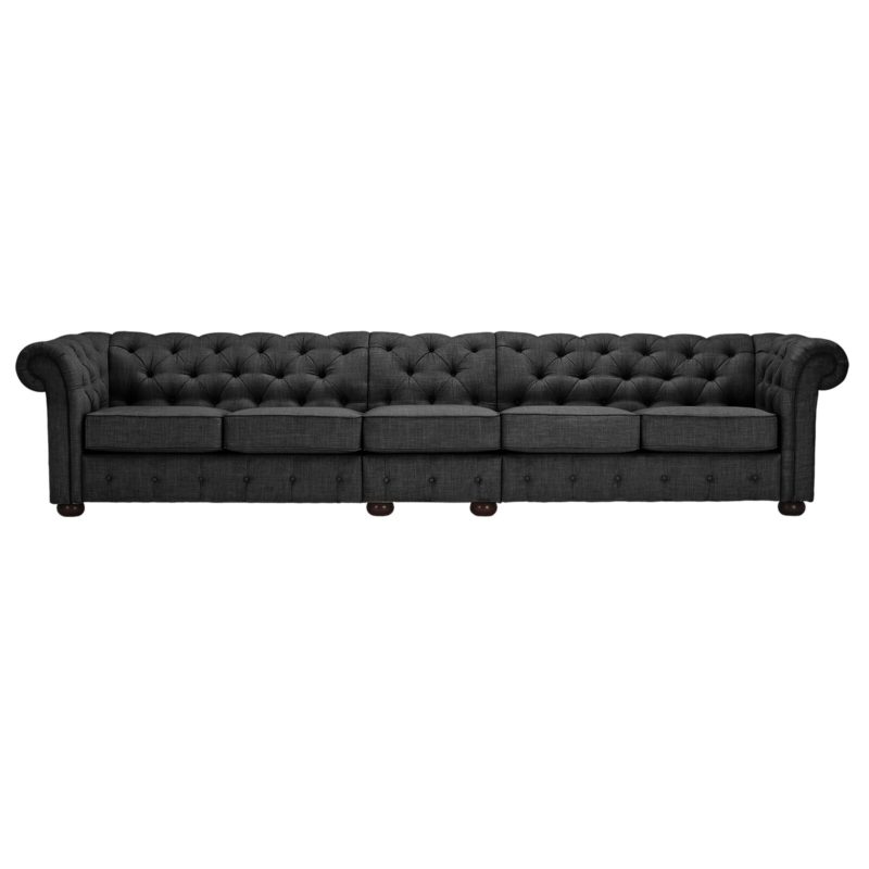 Huston Linen Rolled Arm Chesterfield Sofa - Image 3