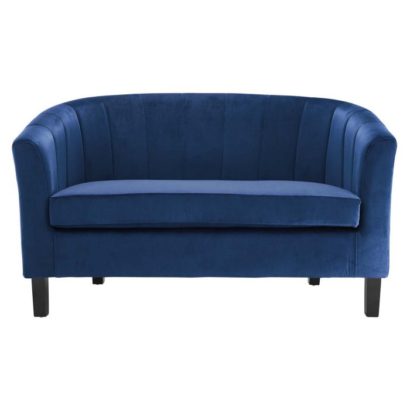 Channel Tufted Upholstered Velvet Loveseat - Image 2