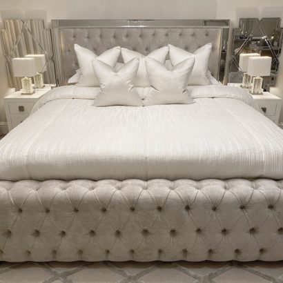 Romina Premium Mirrored Frame Buttoned Bed - Image 2