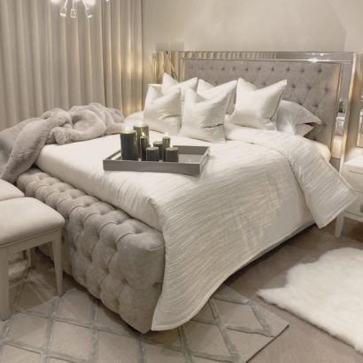 Romina Premium Mirrored Frame Buttoned Bed - Image 3