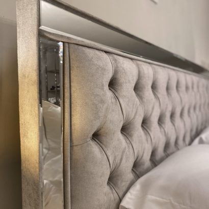 Romina Premium Mirrored Frame Buttoned Bed - Image 4
