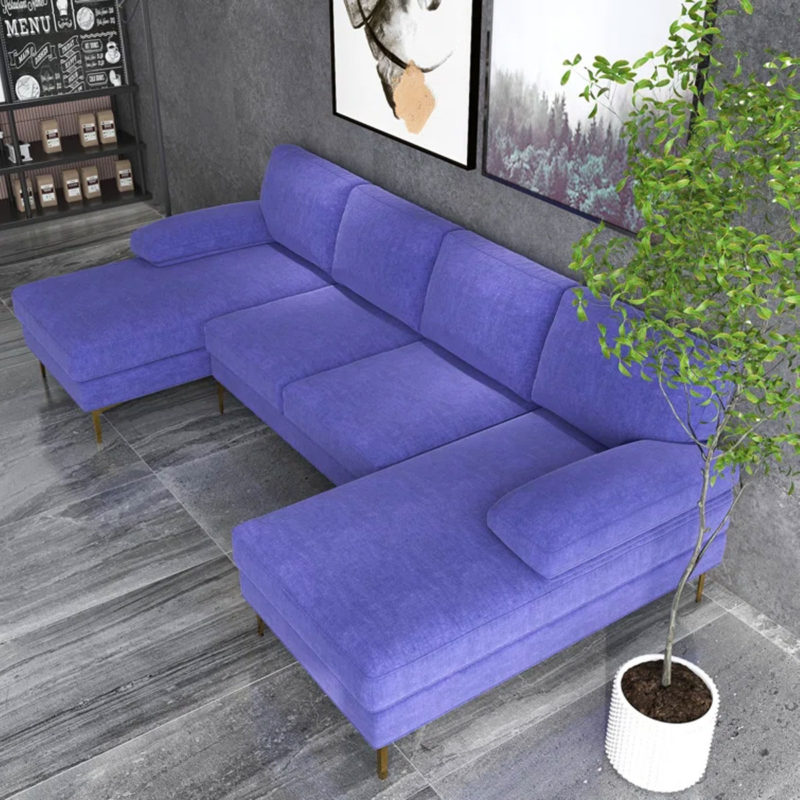 Velvet Loveseat Sofa & Chaise - Image 8