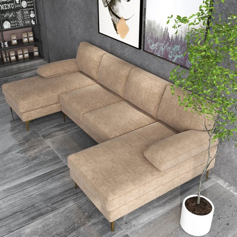 Velvet Loveseat Sofa & Chaise - Image 4