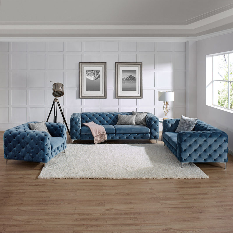 Tufted Velvet Loveseat & Sofa - Image 4