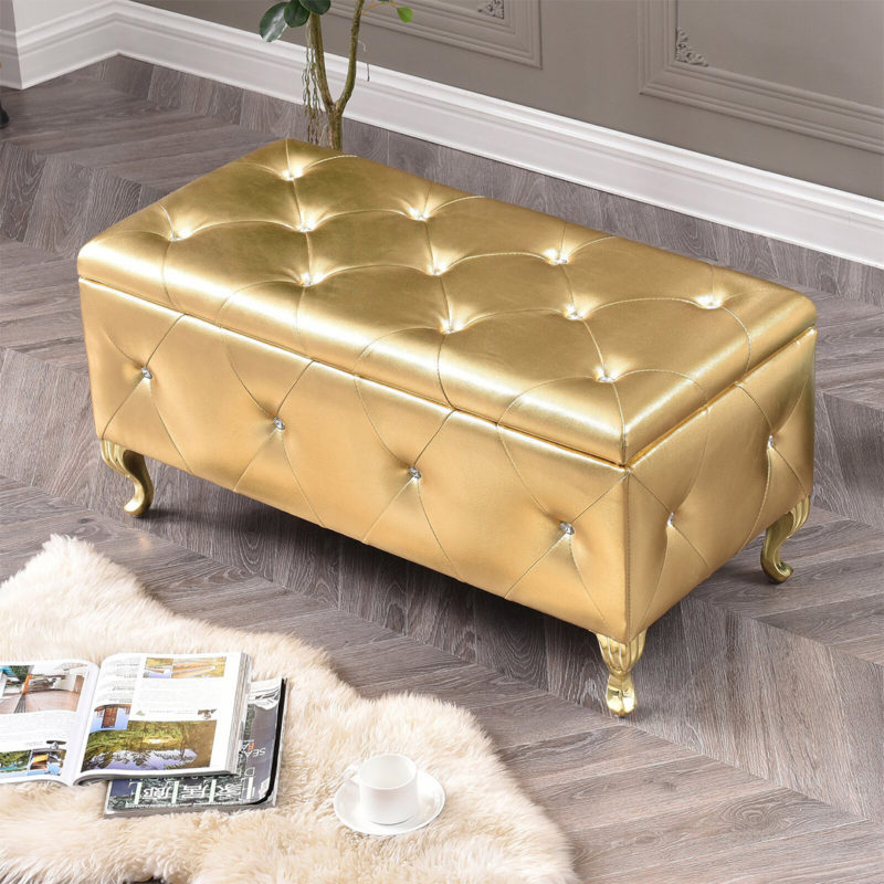 Victoria Faux Leather Flip Top Storage Bench - Image 3