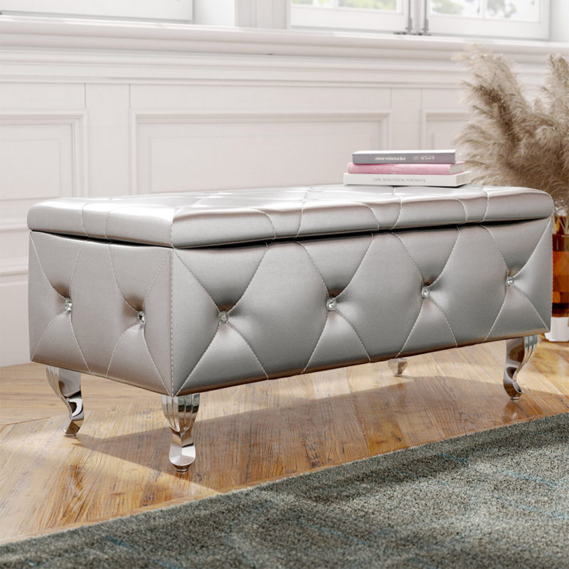 Victoria Faux Leather Flip Top Storage Bench - Image 2