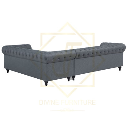 Gray Upholstered Corner Sofa CHESTERFIELD Style - Image 3