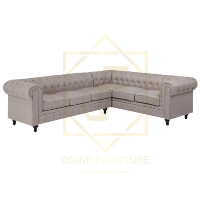 Gray Upholstered Corner Sofa CHESTERFIELD Style - Image 2